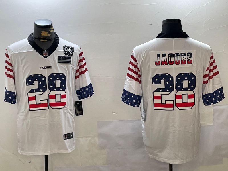 Men Oakland Raiders #28 Jacobs White National Flag 2024 Nike Limited NFL Jersey style 3->oakland raiders->NFL Jersey